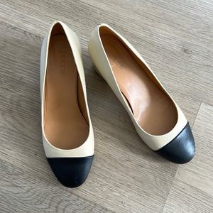 J. Crew Bryn Heel Cap Toe Black Beige